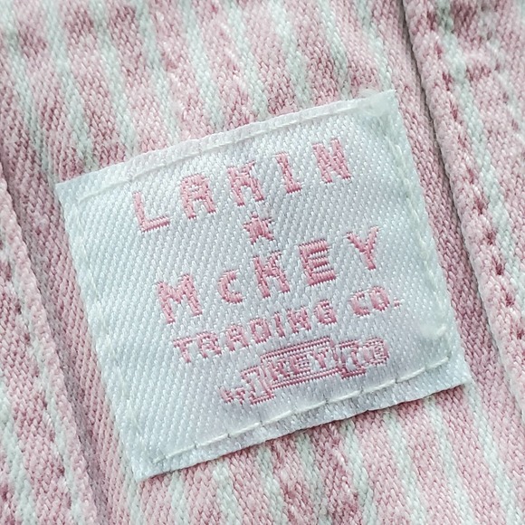 Lakin McKey Toddler Pink Hickory Striped Bib Overall Pants Sz 2T - Picture 6 of 9